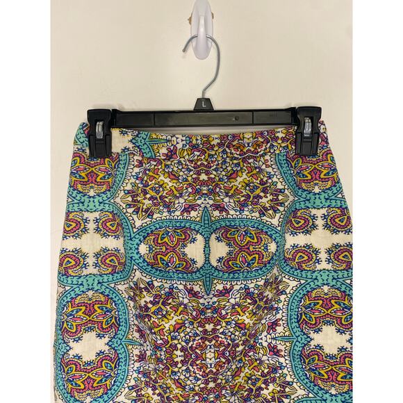 Anthropologie Maeve Manolya Pencil Skirt Paisley Midi Linen Preppy Academia 0 - Picture 2 of 16